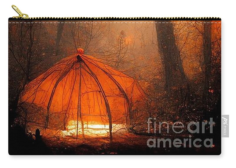 Ai Zip Pouch featuring the digital art Glowing cocoons by Martine Roch