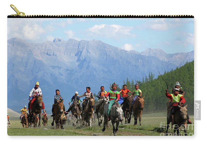 Go To Win Carry-all Pouch featuring the photograph Go to win, fast horse racing by Elbegzaya Lkhagvasuren