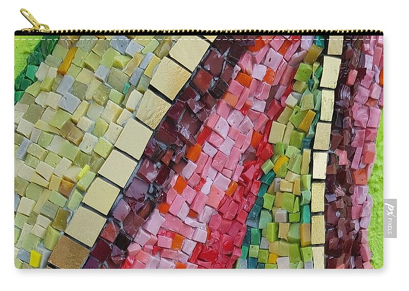 Mosaic Zip Pouch featuring the glass art Go with the flow by Adriana Zoon