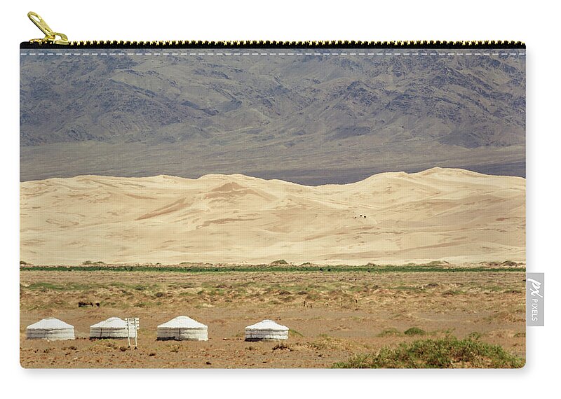 Gobi Zip Pouch featuring the photograph Gobi Desert in Mongolia by Martin Vorel Minimalist Photography