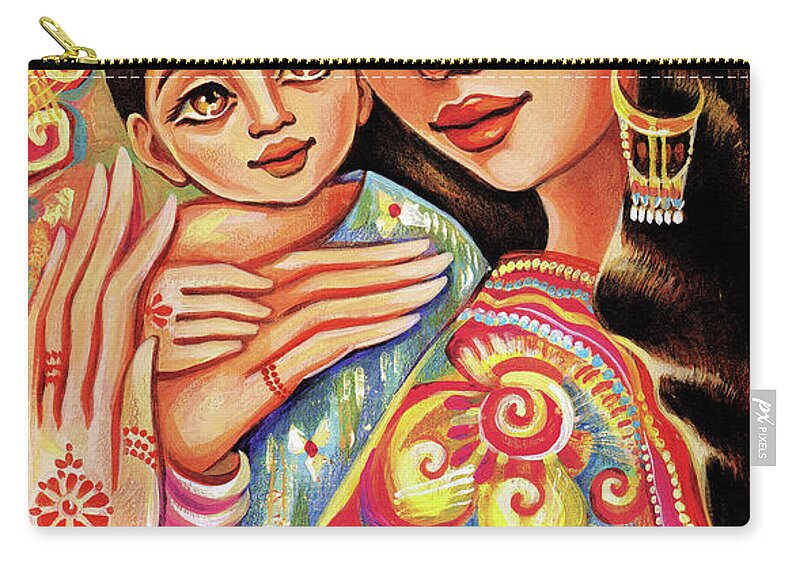 Mother And Child Carry-all Pouch featuring the painting Goddess Blessing by Eva Campbell