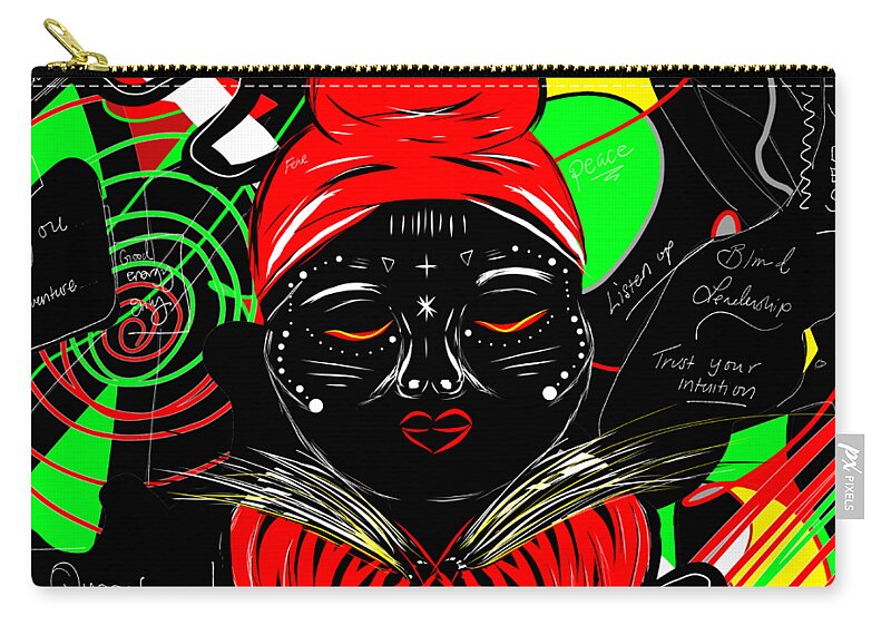 Queen Zip Pouch featuring the digital art Goddess Decisions by Amber Lasche