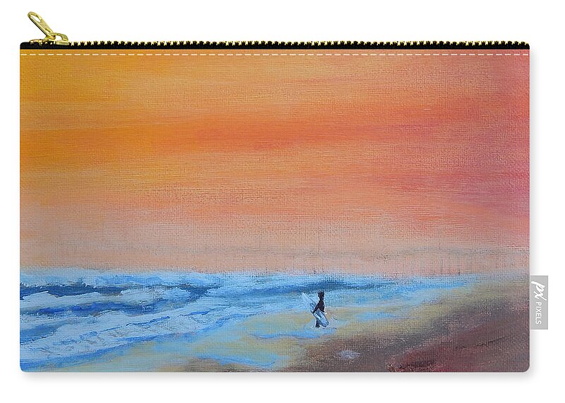 Beach Zip Pouch featuring the painting Goin' In by Mike Kling