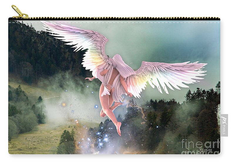 Angel Zip Pouch featuring the mixed media Going Home by Morag Bates