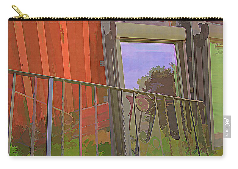 Old Windows And Gate Zip Pouch featuring the digital art Going Up by Steve Ladner
