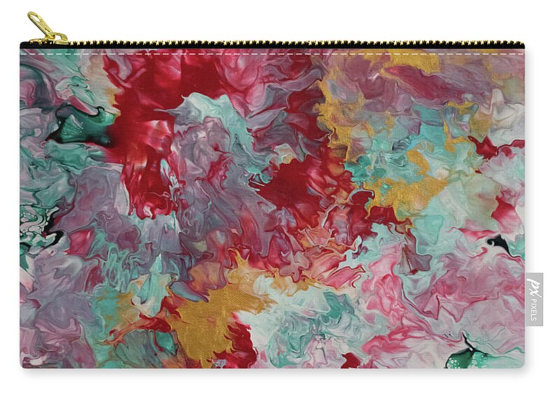 Pour Zip Pouch featuring the mixed media Gold and Rose by Aimee Bruno