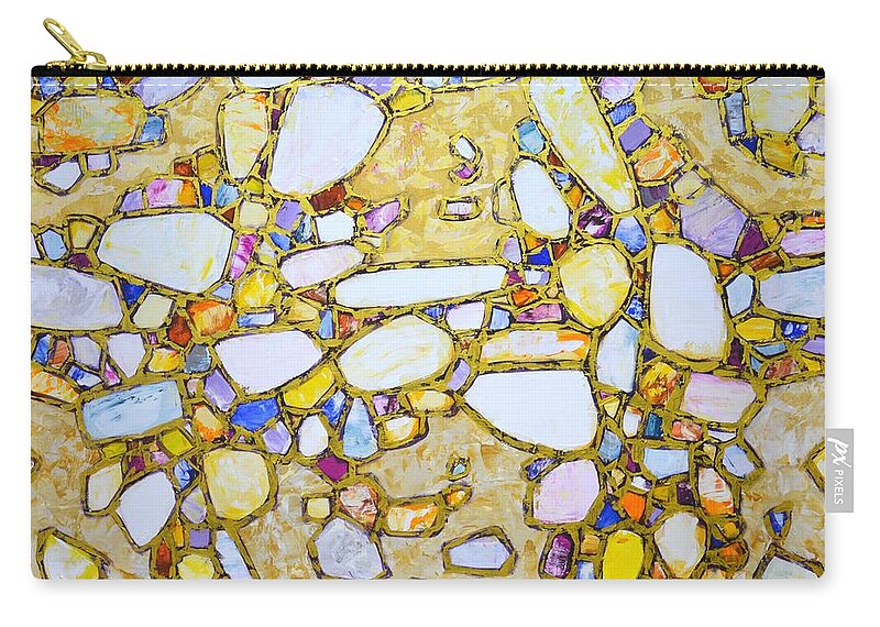 Stones Zip Pouch featuring the painting Gold around 2. by Irina Mask