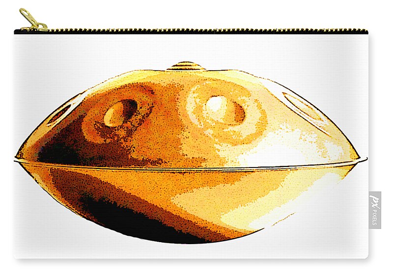 Handpan Zip Pouch featuring the digital art Gold handpan by Alexa Szlavics