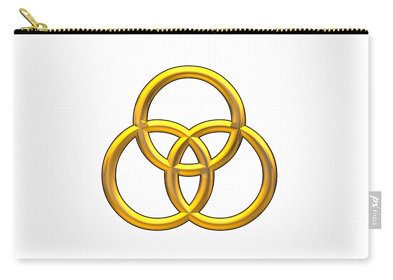 Golden 3d Look Holy Trinity Symbol Zip Pouch featuring the digital art Golden 3D Look Holy Trinity Symbol by Rose Santuci-Sofranko