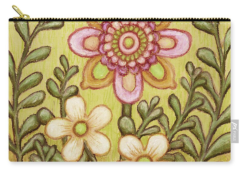 Flower Zip Pouch featuring the painting Golden Botanicals. Wildflora by Amy E Fraser