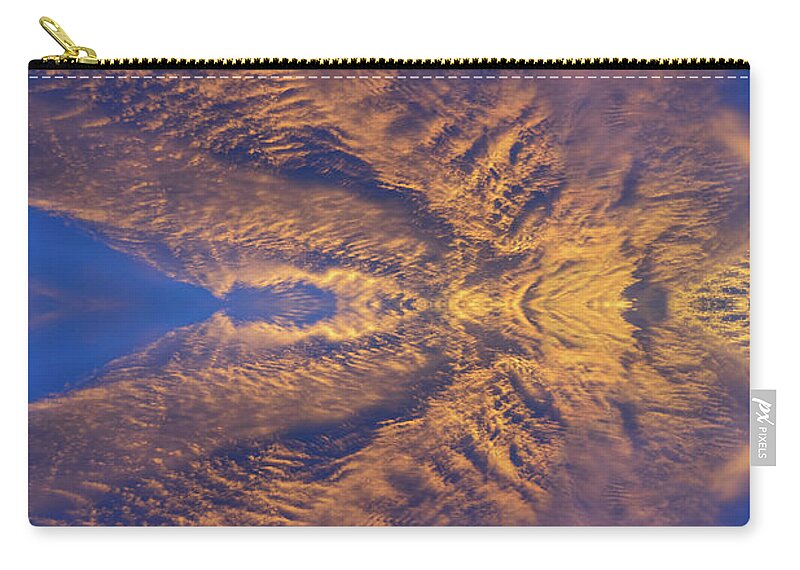 Clouds Zip Pouch featuring the digital art Golden clouds in the dark blue sky, guardian angel by Adriana Mueller