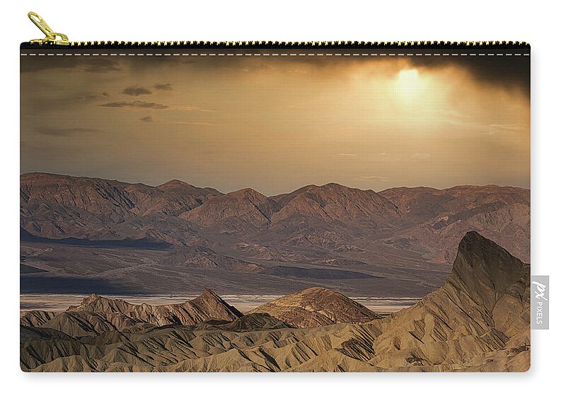 Landscape Carry-all Pouch featuring the photograph Golden Desert Storm by Romeo Victor