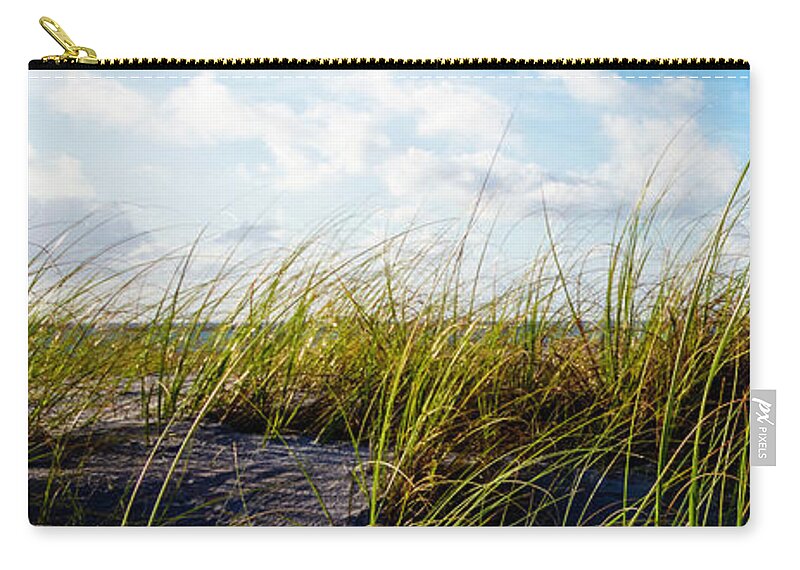 Clouds Zip Pouch featuring the photograph Golden Dune Grasses I by Debra and Dave Vanderlaan