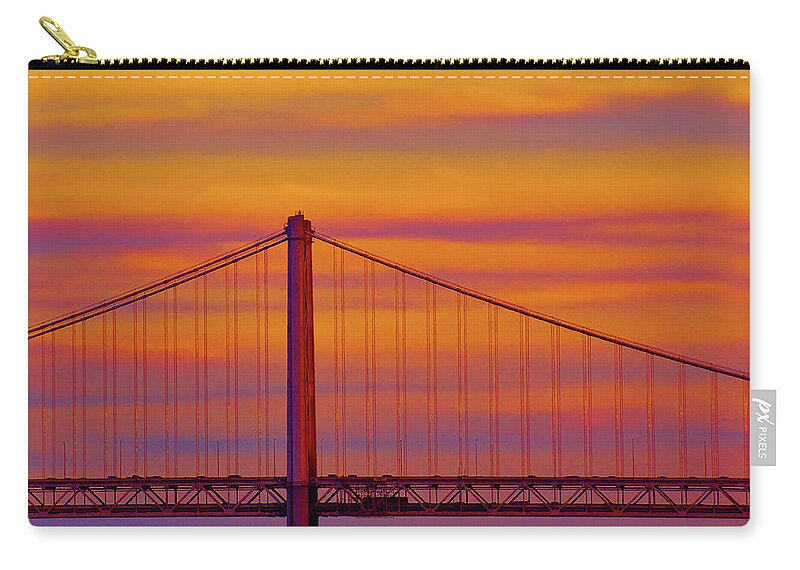 San Francisco Zip Pouch featuring the photograph Golden Gate Sunset by Floyd Snyder