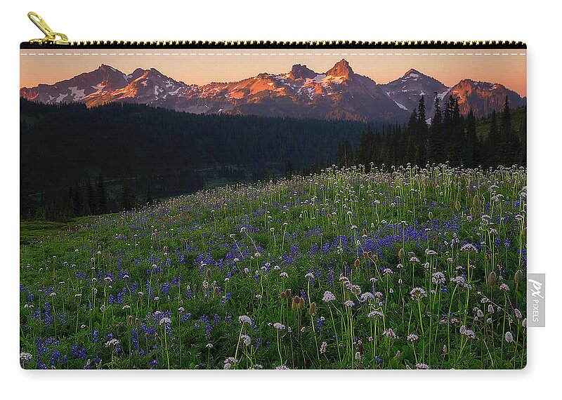 Golden Gate Trail Zip Pouch featuring the photograph Golden Gates Sunrise by Ryan Manuel