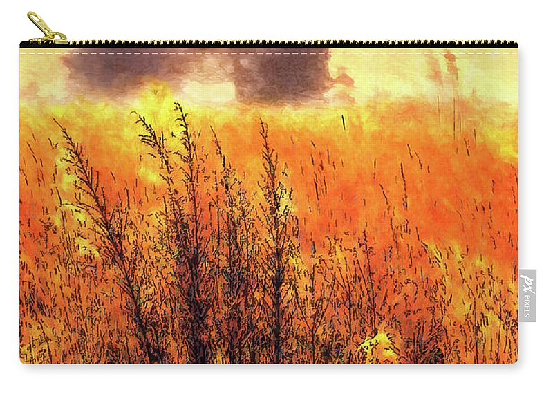 North Carolina Zip Pouch featuring the painting Golden Grasses ap by Dan Carmichael
