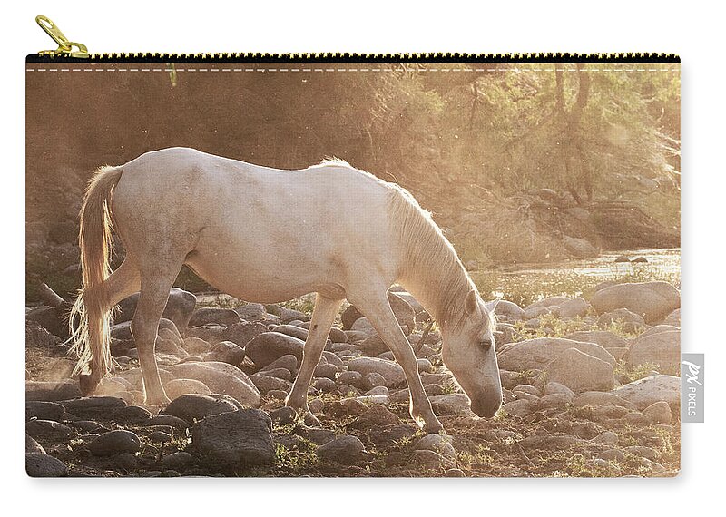 Horse Zip Pouch featuring the photograph Golden Hour by Carmen Kern