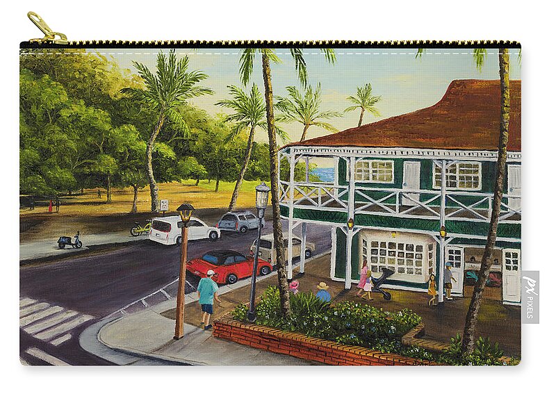 Lahaina Zip Pouch featuring the painting Golden Hour Lahaina by Darice Machel McGuire