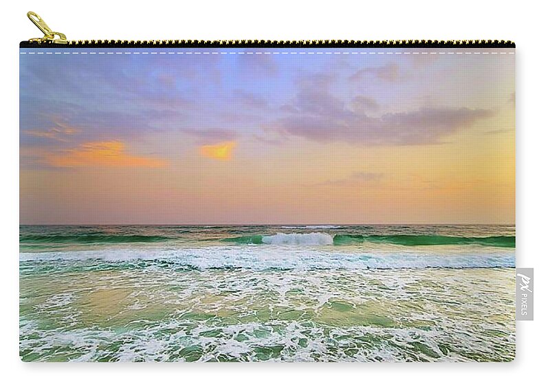 Gulf Of Mexico Zip Pouch featuring the photograph Golden Hour On The Beach by Ally White