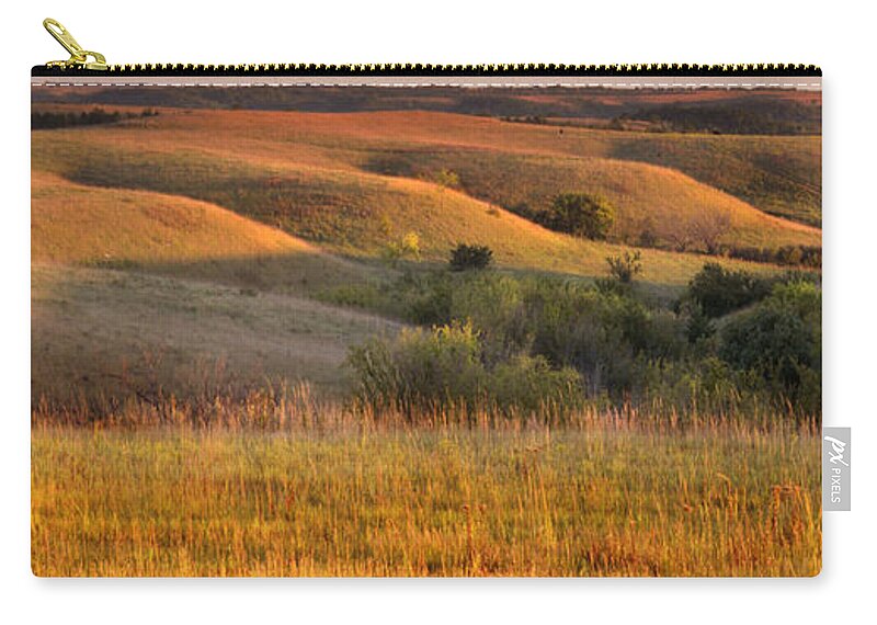 Flint Hills Zip Pouch featuring the photograph Golden Hour on Tully Hill Road by Rod Seel