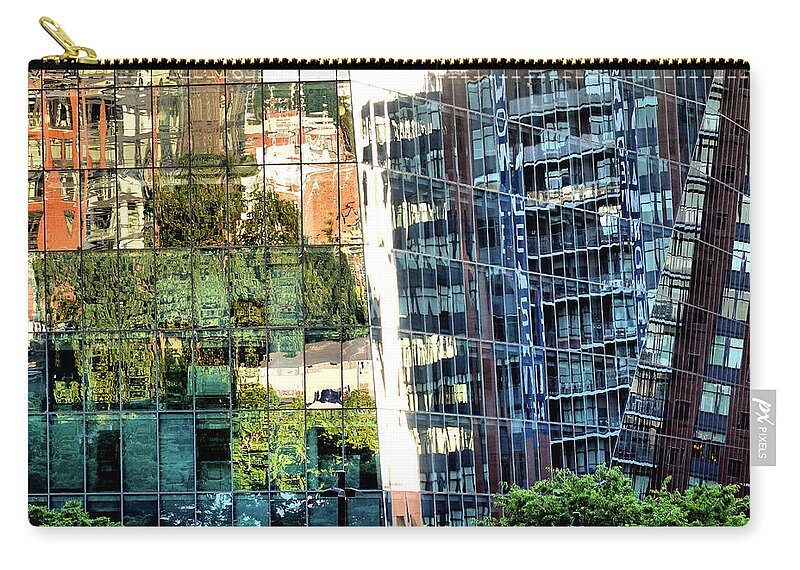 Abstract Carry-all Pouch featuring the photograph Golden Hour Reflections - A NoMa Impression by Steve Ember