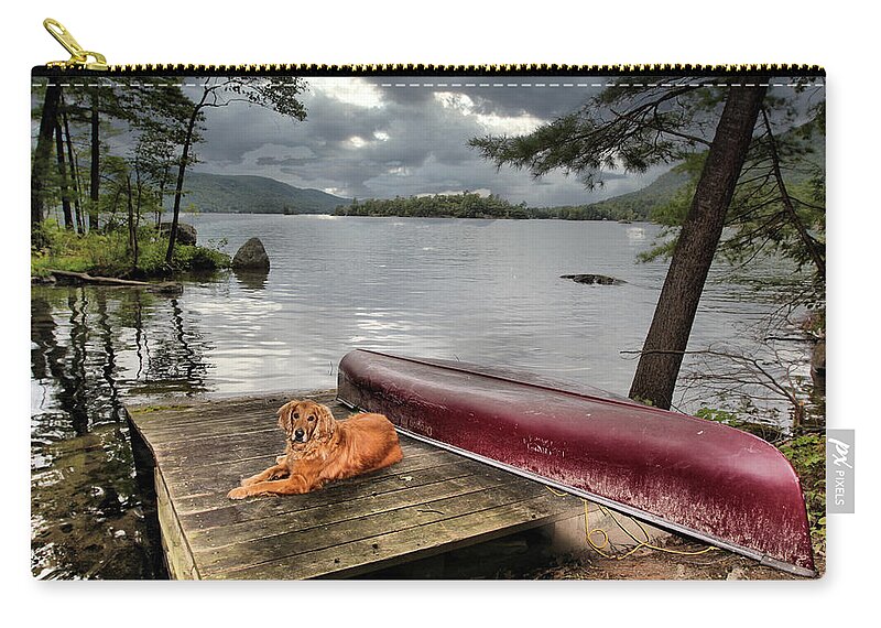 Lake Zip Pouch featuring the photograph Golden Lake Storm Overhead by Russel Considine