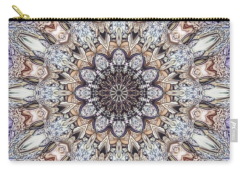 Mandala Zip Pouch featuring the digital art Golden Layers Abstract by Phil Perkins