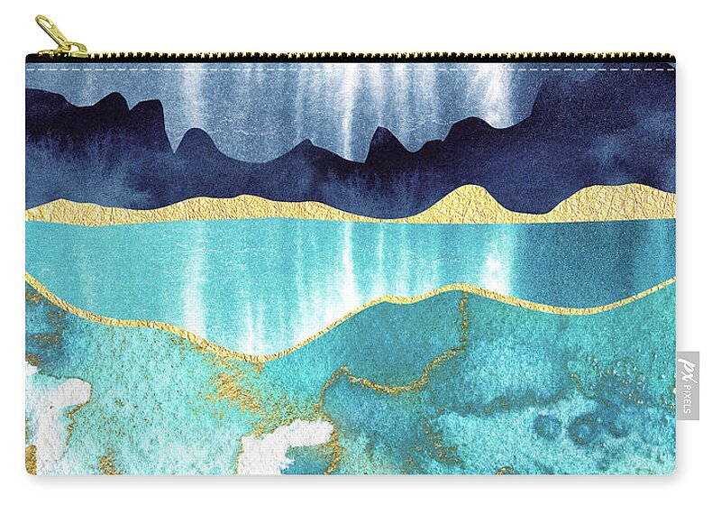 Modern Landscape Carry-all Pouch featuring the painting Golden Moon by Garden Of Delights