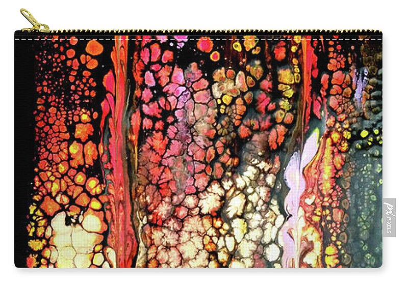 Gold Zip Pouch featuring the painting Golden Raindrops by Anna Adams