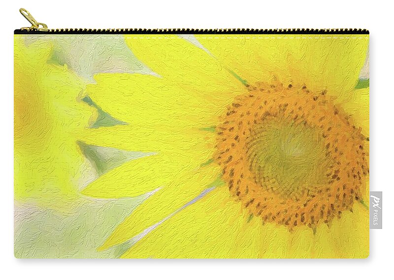 Sunflower Zip Pouch featuring the photograph Golden Sunflower Painting by Carolyn Ann Ryan