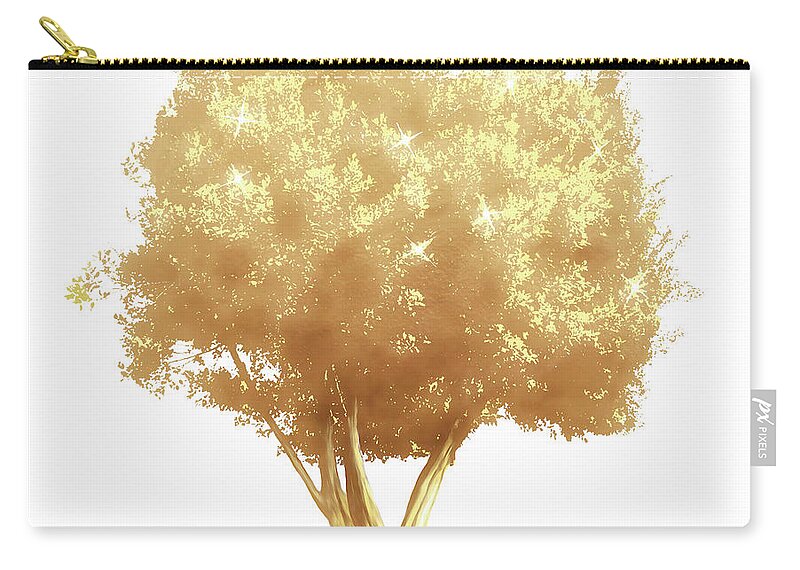 Tree Zip Pouch featuring the digital art Golden Tree Design 175 by Lucie Dumas