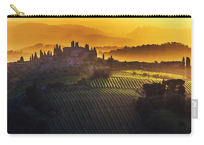 Italy Zip Pouch featuring the photograph Golden Tuscany by Evgeni Dinev