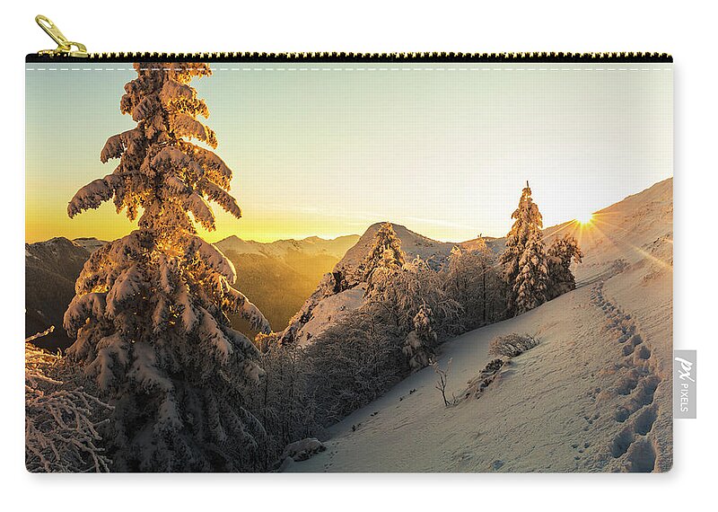 Balkan Mountains Carry-all Pouch featuring the photograph Golden Winter by Evgeni Dinev