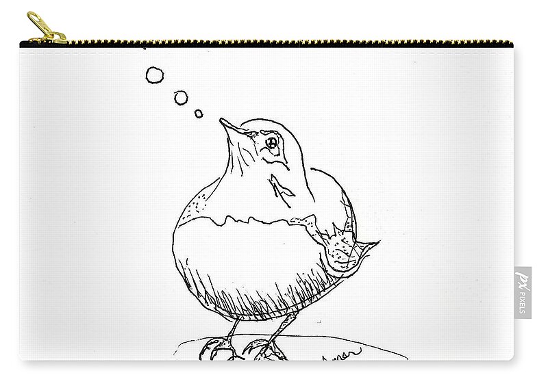 Bird Zip Pouch featuring the drawing Good Morning Robin by Denise F Fulmer