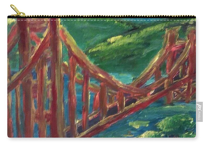 Golden Gate Bridge Zip Pouch featuring the painting Good Morning, San Francisco by Andrew Blitman