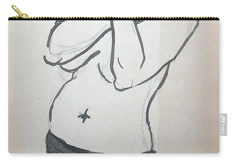 Sumi Ink Zip Pouch featuring the drawing Good Puppy II by M Bellavia