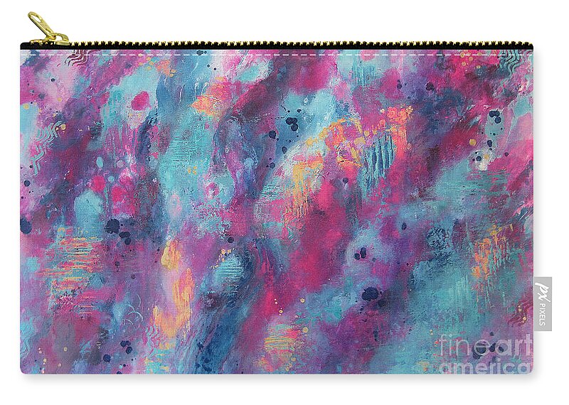 Valerie Travers Artist Zip Pouch featuring the painting Good Vibrations by Valerie Travers