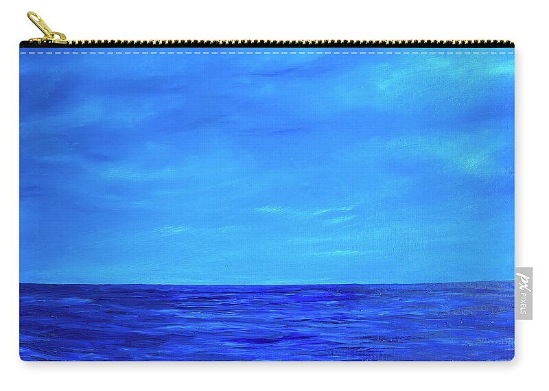 Blue Sky Zip Pouch featuring the painting Goodbye Blue Sky by Alina Deica