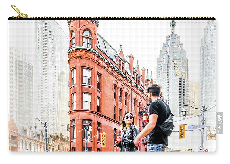 Gooderham Building Zip Pouch featuring the photograph Gooderham Flatiron Building Toronto by Dee Potter