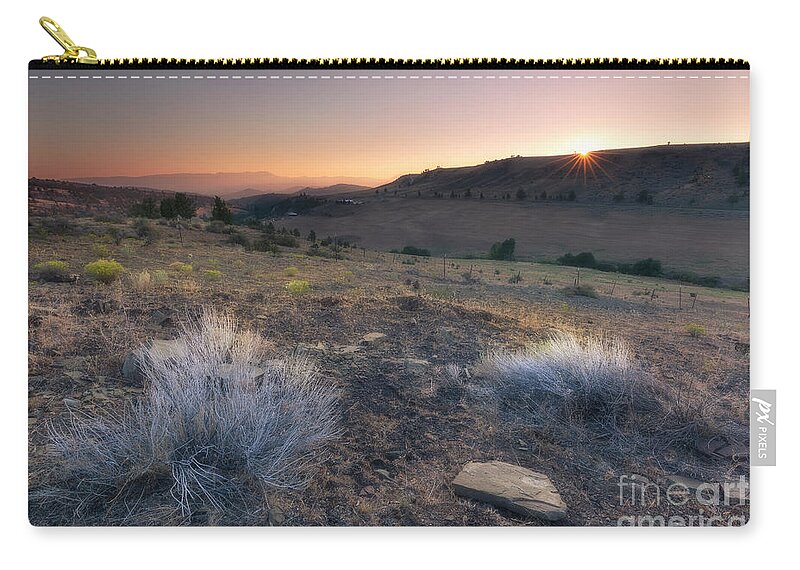 Oregon Zip Pouch featuring the photograph Gorgeous sunrise in Oregon high desert by Masako Metz