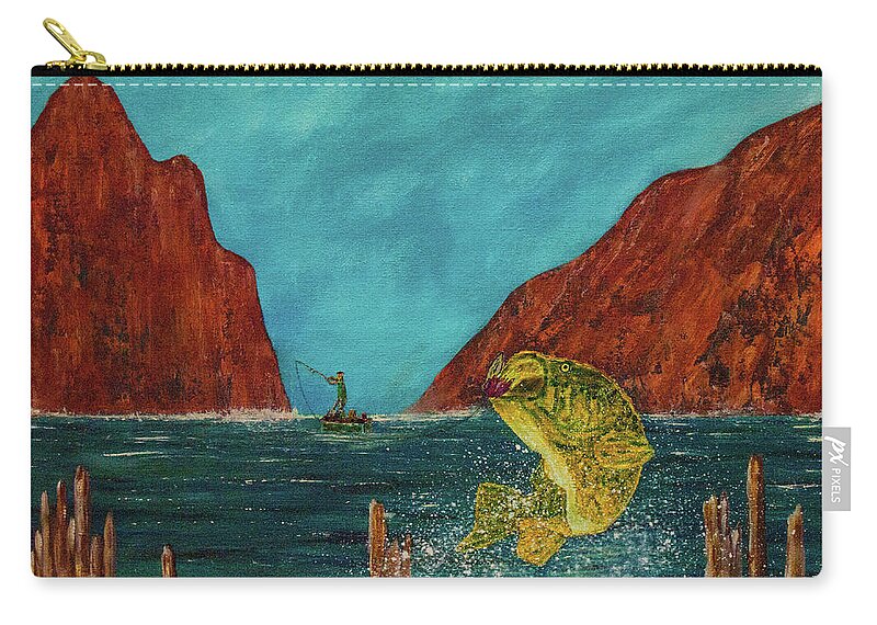 Fish Carry-all Pouch featuring the painting Gotcha by Randy Sylvia