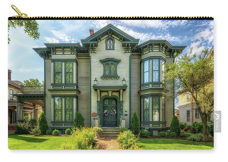 Governor Oglesby Mansion Zip Pouch featuring the photograph Governor Oglesby Mansion - Decatur, Illinois by Susan Rissi Tregoning