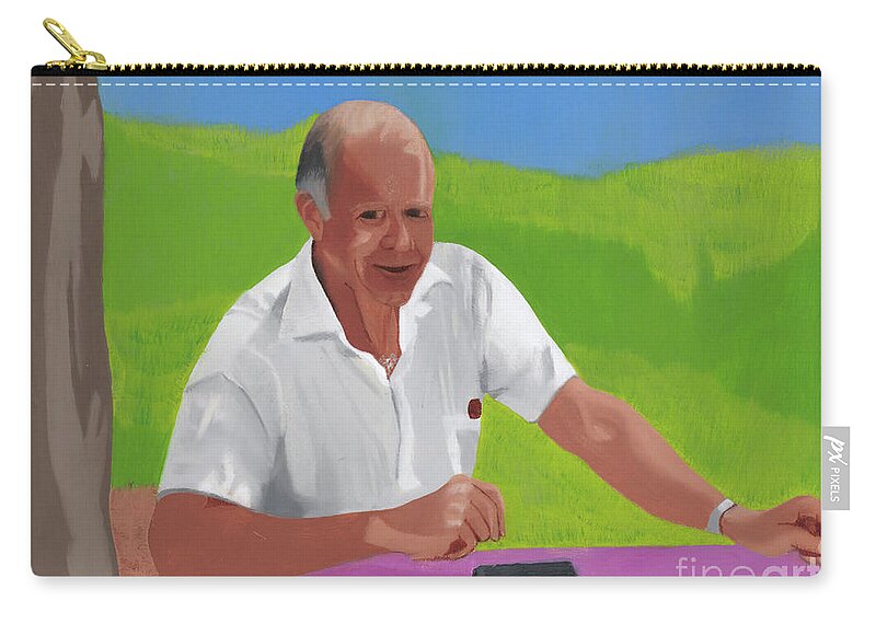 Oils Zip Pouch featuring the painting Grampa Wiegand by John Wiegand