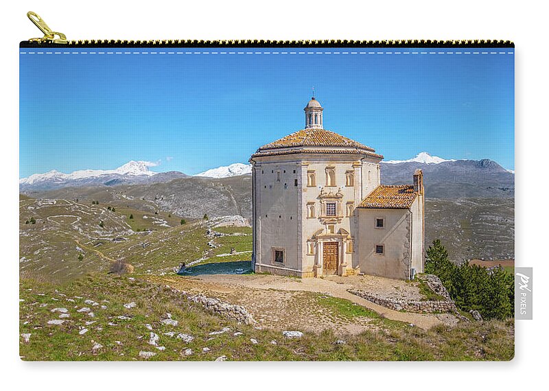 Abruzzo Zip Pouch featuring the photograph Gran Sasso National Park - Abruzzo - Italy - Santa Maria della Pieta church . by Luca Lorenzelli
