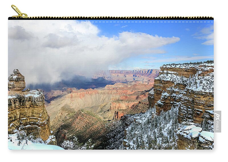 Arizona Zip Pouch featuring the photograph Grand Canyon Snow Storm 1 by Dawn Richards