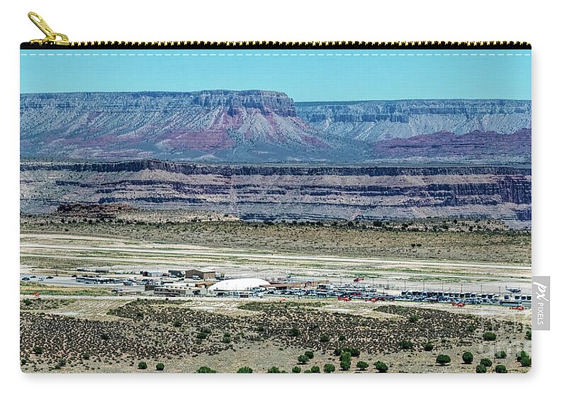 Grand Canyon West Airport Zip Pouch featuring the photograph Grand Canyon West Airport Aerial View by David Oppenheimer