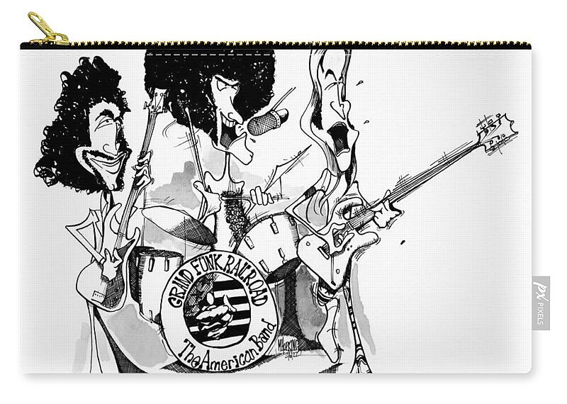 Rockandroll Carry-all Pouch featuring the drawing Grand Funk Railroad by Michael Hopkins