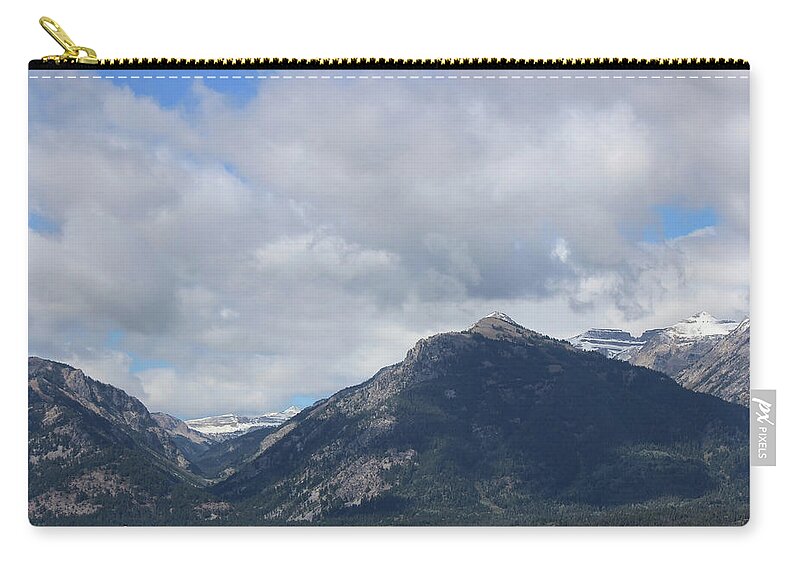 Grand Tetons Zip Pouch featuring the photograph Grand Tetons cloudy sky 7a by Cathy Anderson