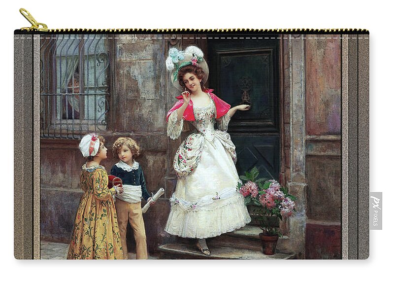 Grandmother’s Birthday Zip Pouch featuring the painting Grandmothers Birthday by Jules Girardet Remastered Xzendor7 Fine Art Classical Reproductions by Rolando Burbon