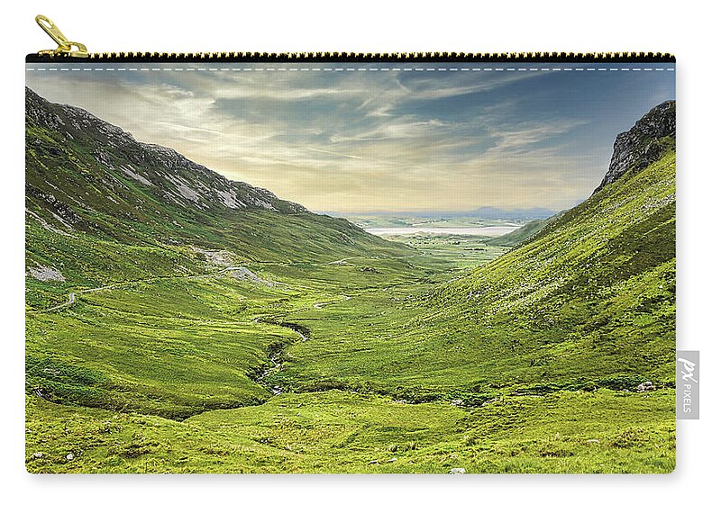 Ireland Rocks Series By Lexa Harpell Zip Pouch featuring the photograph Granny Pass County Donegal Ireland by Lexa Harpell